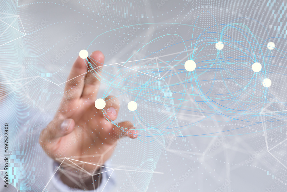 Global network. Blockchain. 3D illustration. Neural networks and artificial intelligence. Abstract Global network. Blockchain. 3D illustration. Neural networks and artificial intelligence. Abstract