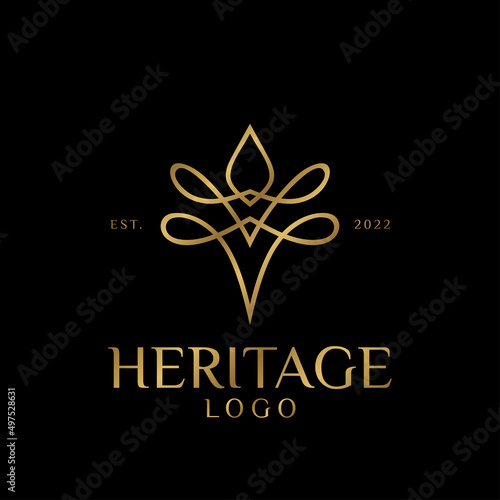 abstract floral luxury vintage logo vector design element photo