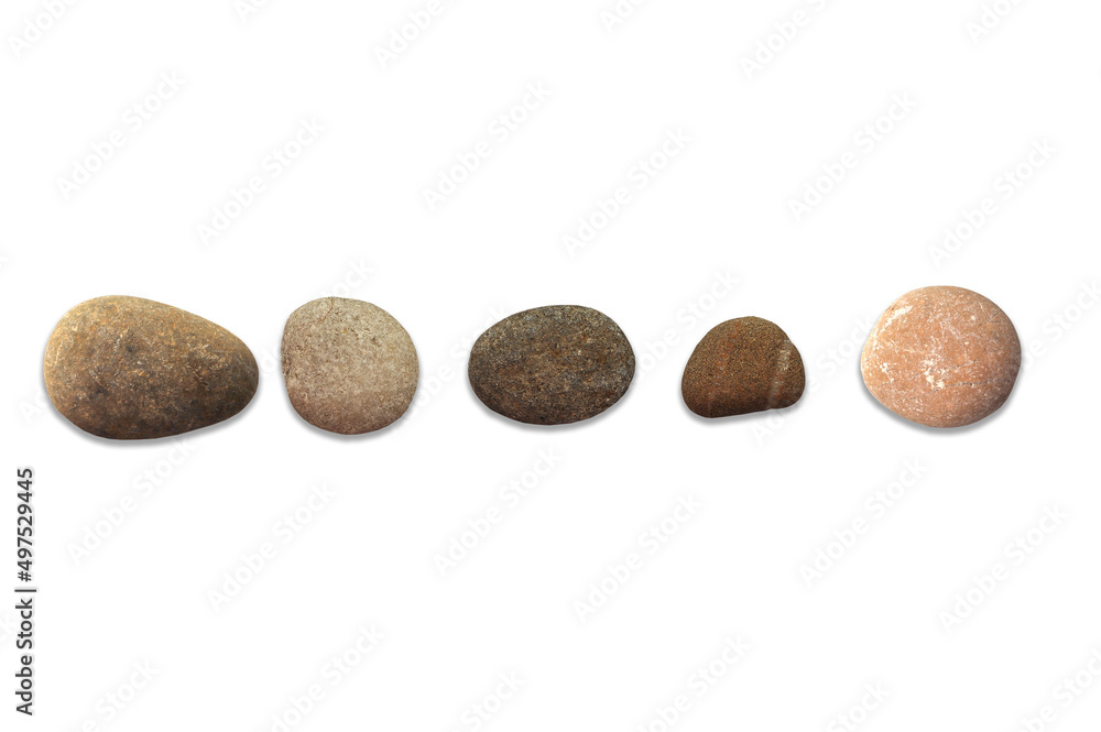 River gravel-pebbles on a white background River gravel-pebbles on a white background