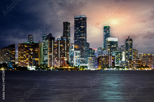 Miami skyline evening scenic view © xbrchx