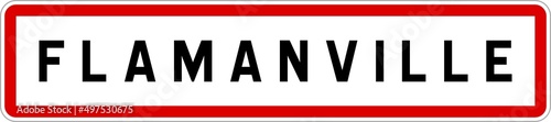 Panneau entrée ville agglomération Flamanville / Town entrance sign Flamanville photo