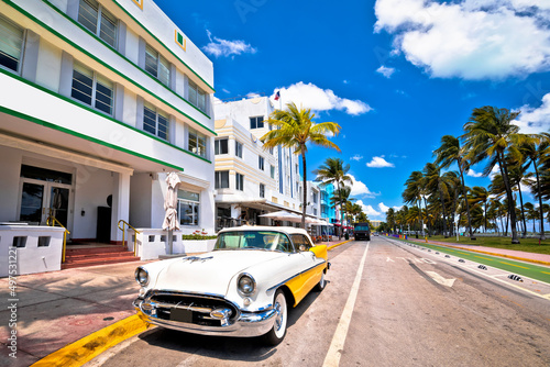 Miami South Beach Ocean Drive colorful Art Deco street architecture view, © xbrchx