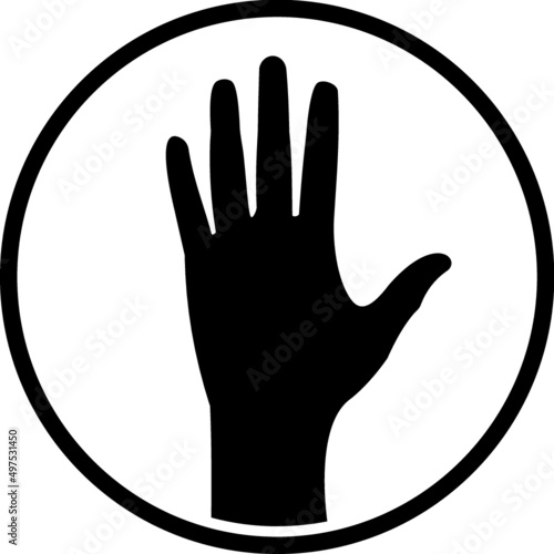 High five. Take fave. Psychic shop logo. Human hand palm. Vector icon isolated