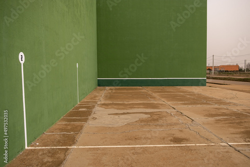 green covered fronton court for playing hand Pelota, Spain photo