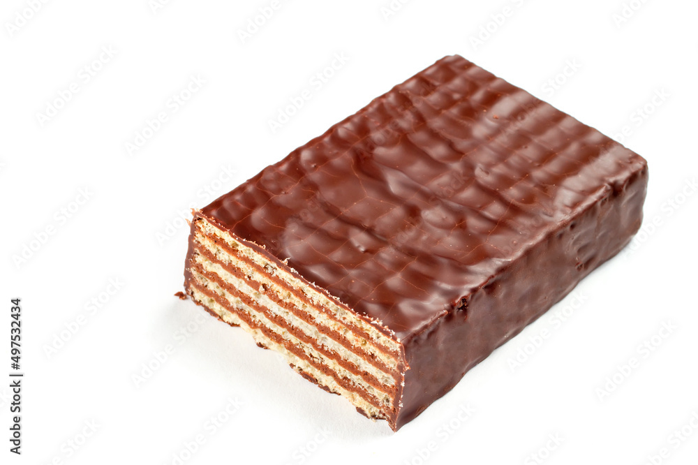 Waffle chocolate bar isolated on white background. Waffle chocolate bar isolated on white background.