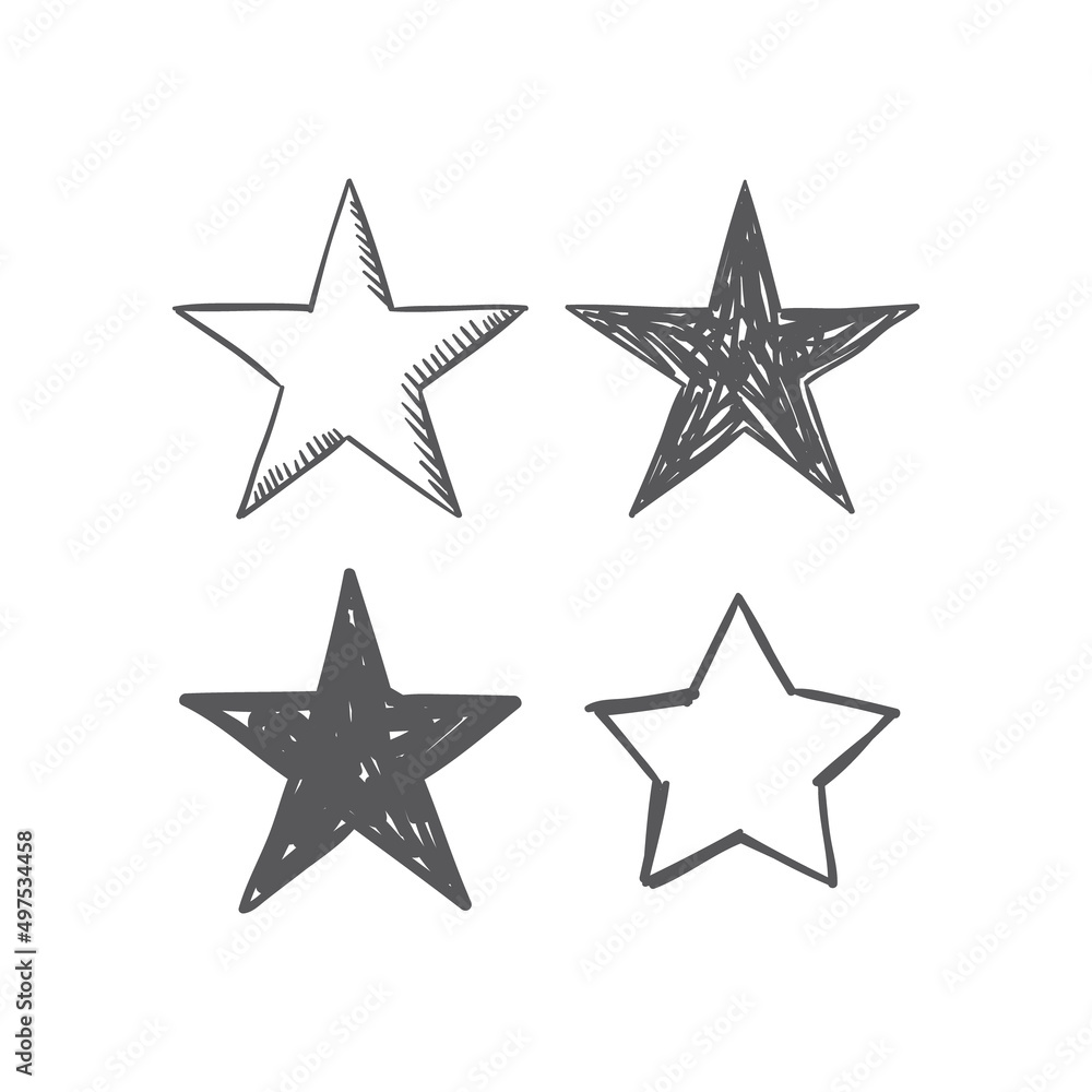 Star doodle collection. Hand drawn stars.