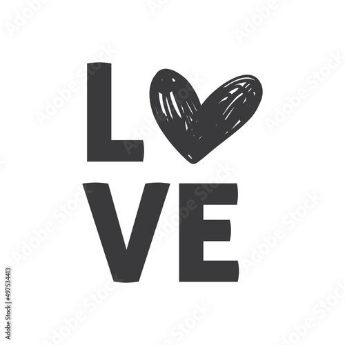 Love word with Heart icon. Valentine's day design. Lovers decoration.