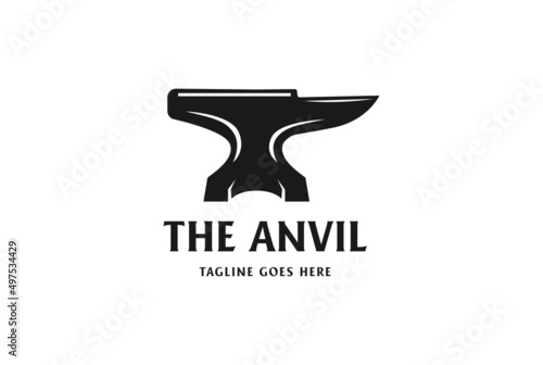 Vintage Retro Heavy Iron Anvil Forge Foundry for Smith Logo Design Vector