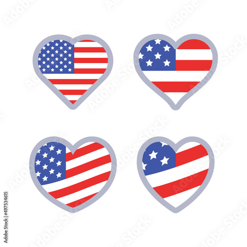 USA flag in heart shape. United States of America national symbol. American love.