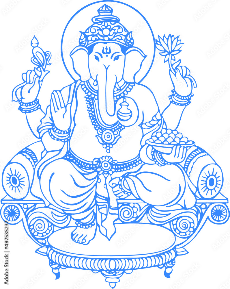 Image of Drawing Of Lord Ganesha And Mouse Outline Editable Vector  Illustration-OE616164-Picxy
