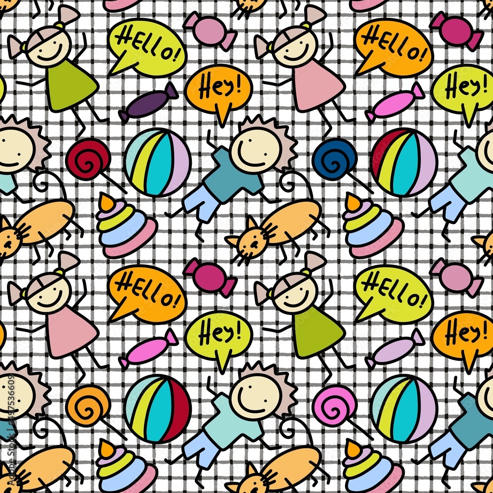 Cartoon seamless kids comic pattern for fabrics and textiles and packaging and gifts and wrapping paper Cartoon seamless kids comic pattern for fabrics and textiles and packaging and gifts and wrapping paper