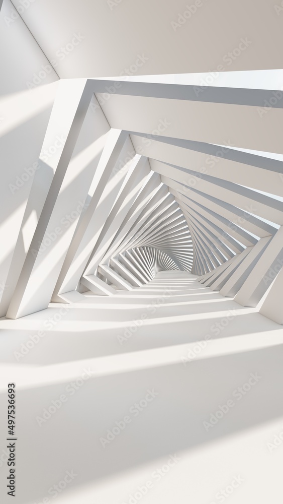 Obraz premium Abstract background rotating geometric tunnel 3d rendering