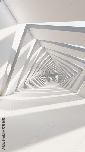 Fototapeta Naklejka Na Ścianę i Meble -  Abstract background rotating geometric tunnel 3d rendering