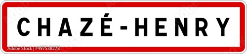 Panneau entrée ville agglomération Chazé-Henry / Town entrance sign Chazé-Henry