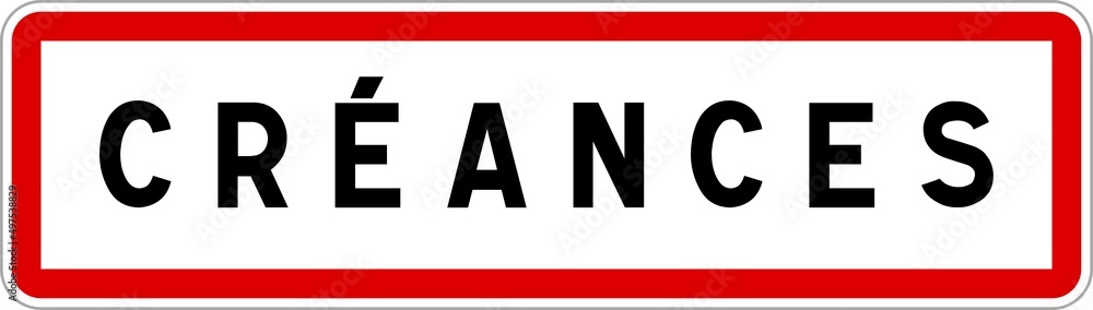 Panneau entrée ville agglomération Créances / Town entrance sign Créances Panneau entrée ville agglomération Créances / Town entrance sign Créances