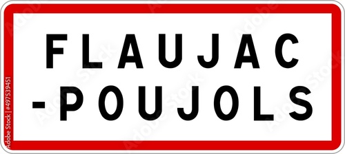 Panneau entrée ville agglomération Flaujac-Poujols / Town entrance sign Flaujac-Poujols