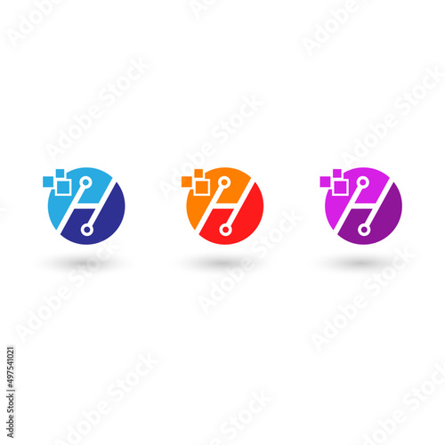Initial Letter H Modern And Technology Pixel Logo Design Vector