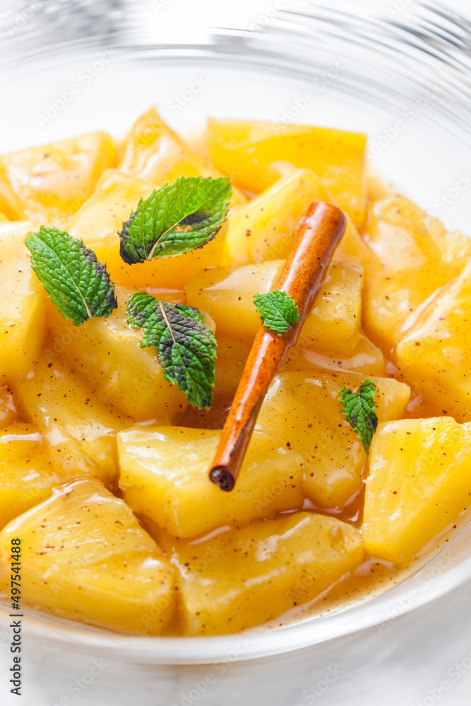 pineapple compote with cinnamon and mint pineapple compote with cinnamon and mint