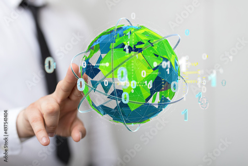 Grass Earth Globe, 3D rende...