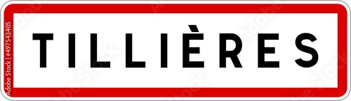 Panneau entrée ville agglomération Tillières / Town entrance sign Tillières