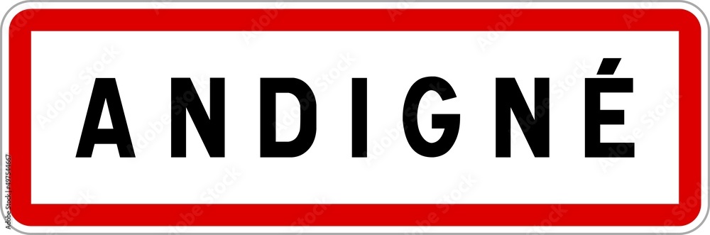 Panneau entrée ville agglomération Andigné / Town entrance sign Andigné Panneau entrée ville agglomération Andigné / Town entrance sign Andigné