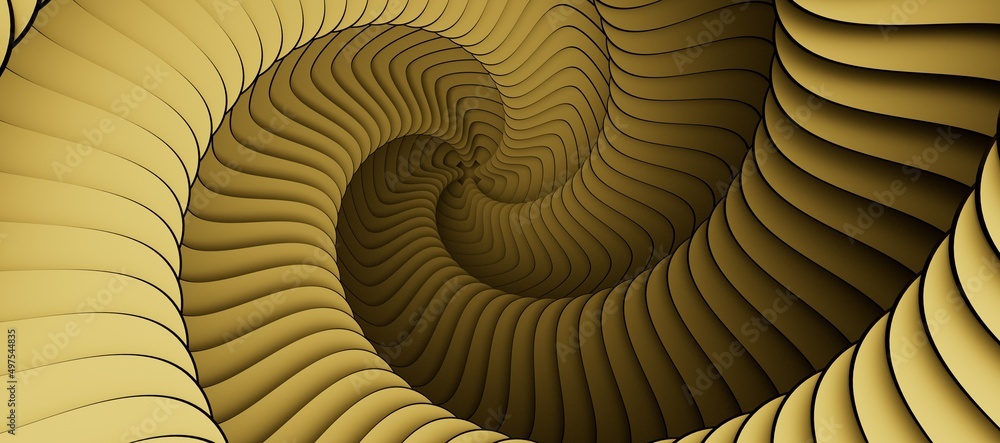Abstract background of gold wavy silk or satin. 3d Abstract background of gold wavy silk or satin. 3d