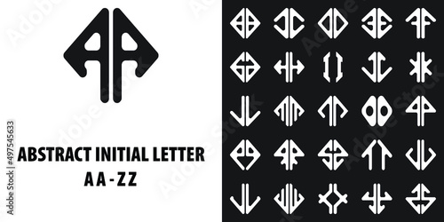 Abstract initial letter AA till ZZ in attractive baroque shape