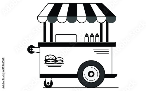 burger cart. Vending machine clipart isolated on white background. Set of ice-cream icons and burger shopping cart. Flat style design. Vector illustration simple modern icon design illustration.