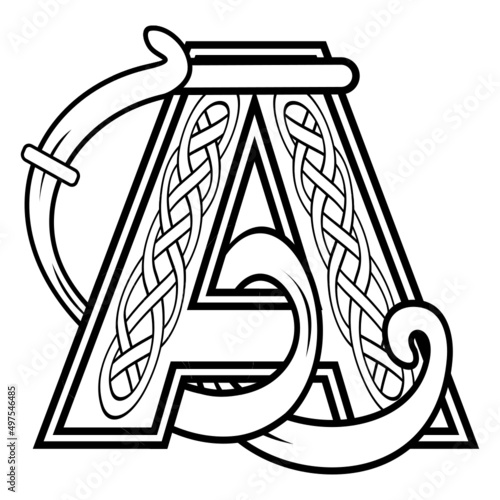 celtic letter A illustration in vector format