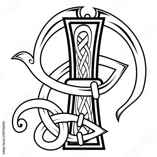 celtic  I letter illustration in vector format