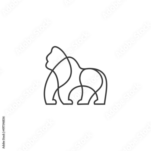 gorilla line art logo design icon vector
