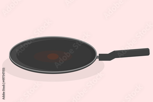 pancake pan with non-stick coating and black handle object vector kitchen