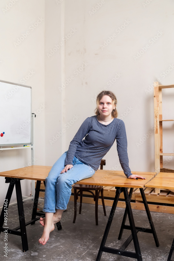 Teenage girl of 15 years old in bright interior. Teenage girl of 15 years old in bright interior.