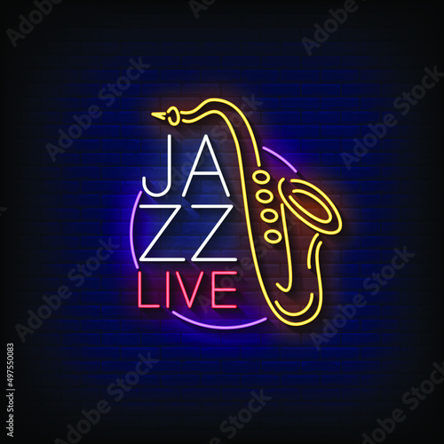 Jazz Live Neon Signs Style Text Vector