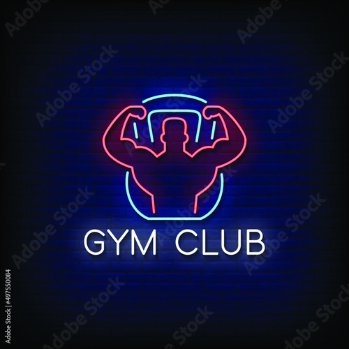 Gym Club Neon Signs Style Text Vector