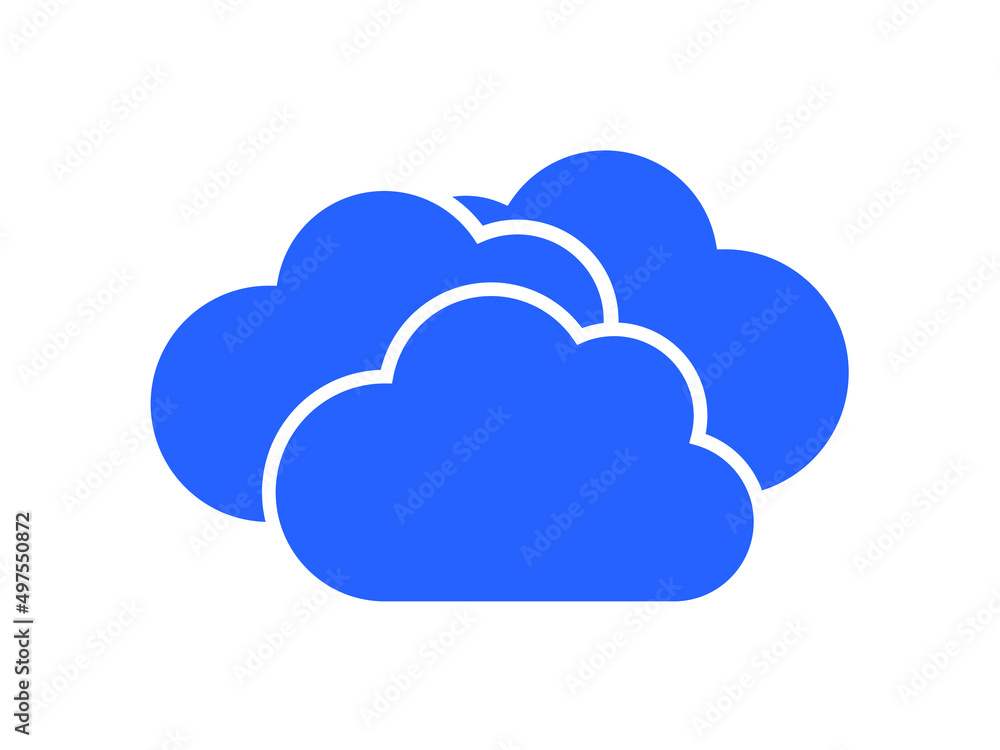 Blue cloud. Cloudy and overcast weather forecast icon isolated on white background. Vector. Blue cloud. Cloudy and overcast weather forecast icon isolated on white background. Vector.