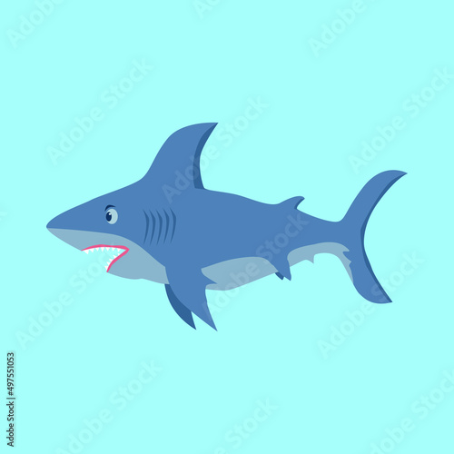 Great blue shark. Shark swims in the sea