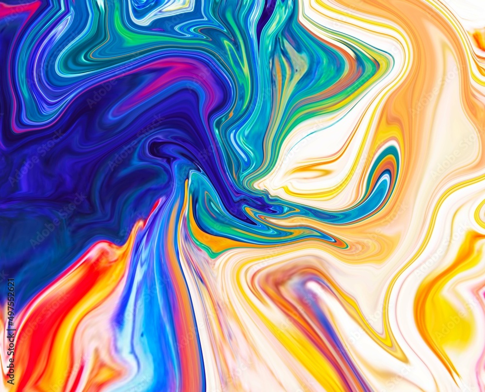 Fluid Art. Abstract colorful background, wallpaper. Mixing paints. Modern art, marble texture.