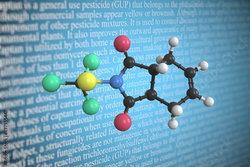 Captan scientific molecular model, 3D rendering