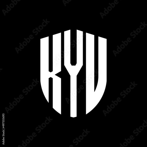 KYU letter logo design. KYU modern letter logo with black background. KYU creative  letter logo. simple and modern letter logo. vector logo modern alphabet font overlap style. Initial letters KYU  photo