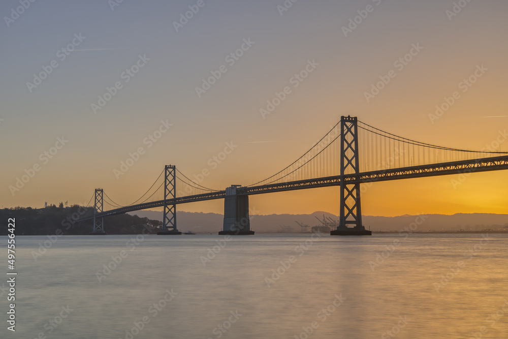 Silhouette of Famous San Francisco Bridge in the Morning