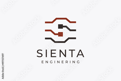Logo Letter S engineering electrical data meta verse