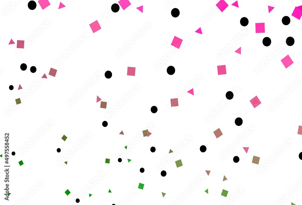 Light Pink, Green vector background with triangles, circles, cubes. Light Pink, Green vector background with triangles, circles, cubes.