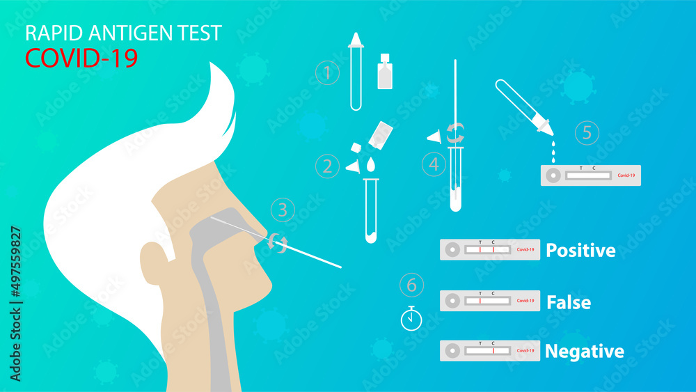 rapid antigen test kit with instruction and positive, false, negative