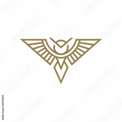 owl line art  logo design template
