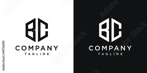 Creative Letter BC Monogram Logo Design Icon Template White and Black Background