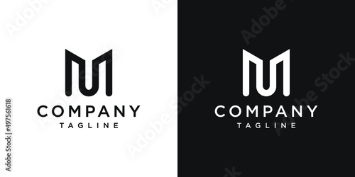 Creative Letter MU Monogram Logo Design Icon Template White and Black Background