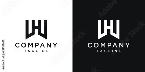 Creative Letter WH Monogram Logo Design Icon Template White and Black Background
