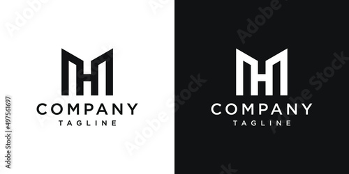 Creative Letter MH Monogram Logo Design Icon Template White and Black Background