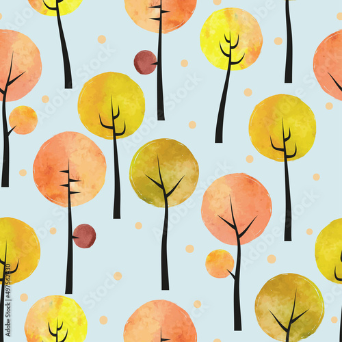 Seamless watercolor autumn ...
